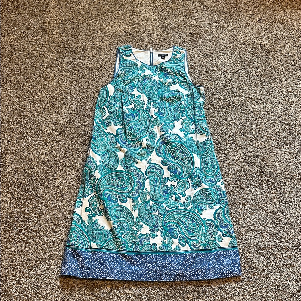 Ann Taylor Teal and Blue Patterned Dress